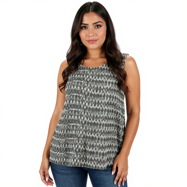 Eileen Fisher Gray/White Pre-Owned Ladies Top - Size Large