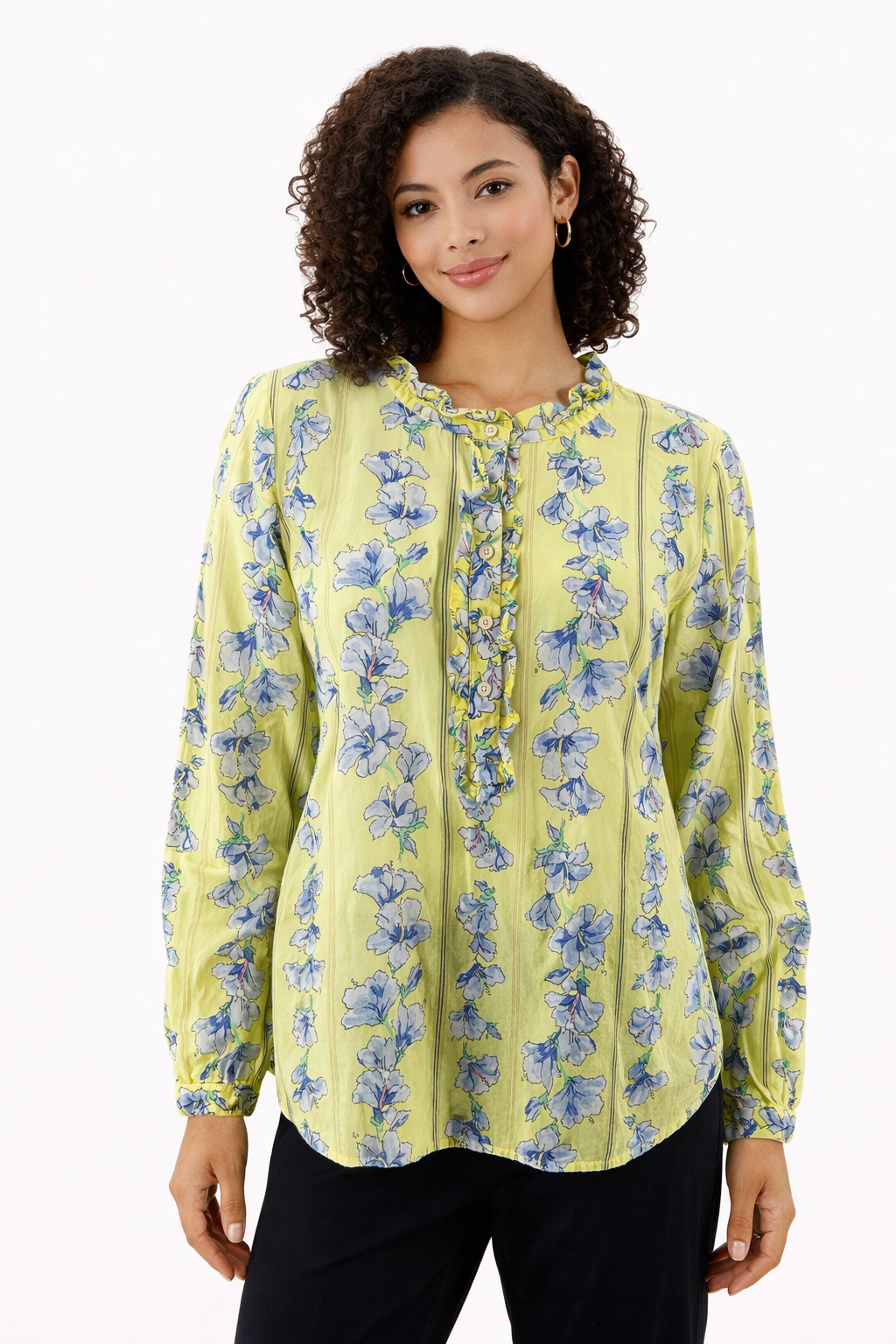 Talbots Green/Blue Floral Pre-Owned Ladies Top - Size Small Petite