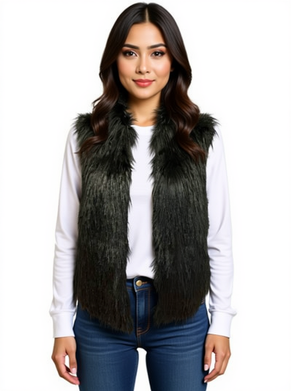 Michael Kors Black Faux Fur Pre-Owned Ladies Vest - Size XL