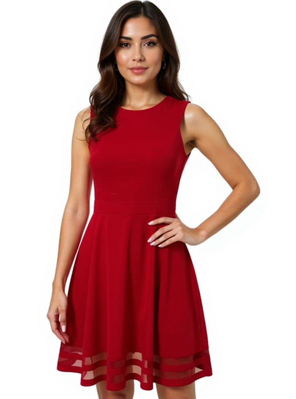 Calvin Klein Red Solid Pre-Owned Ladies Dress - Size 2