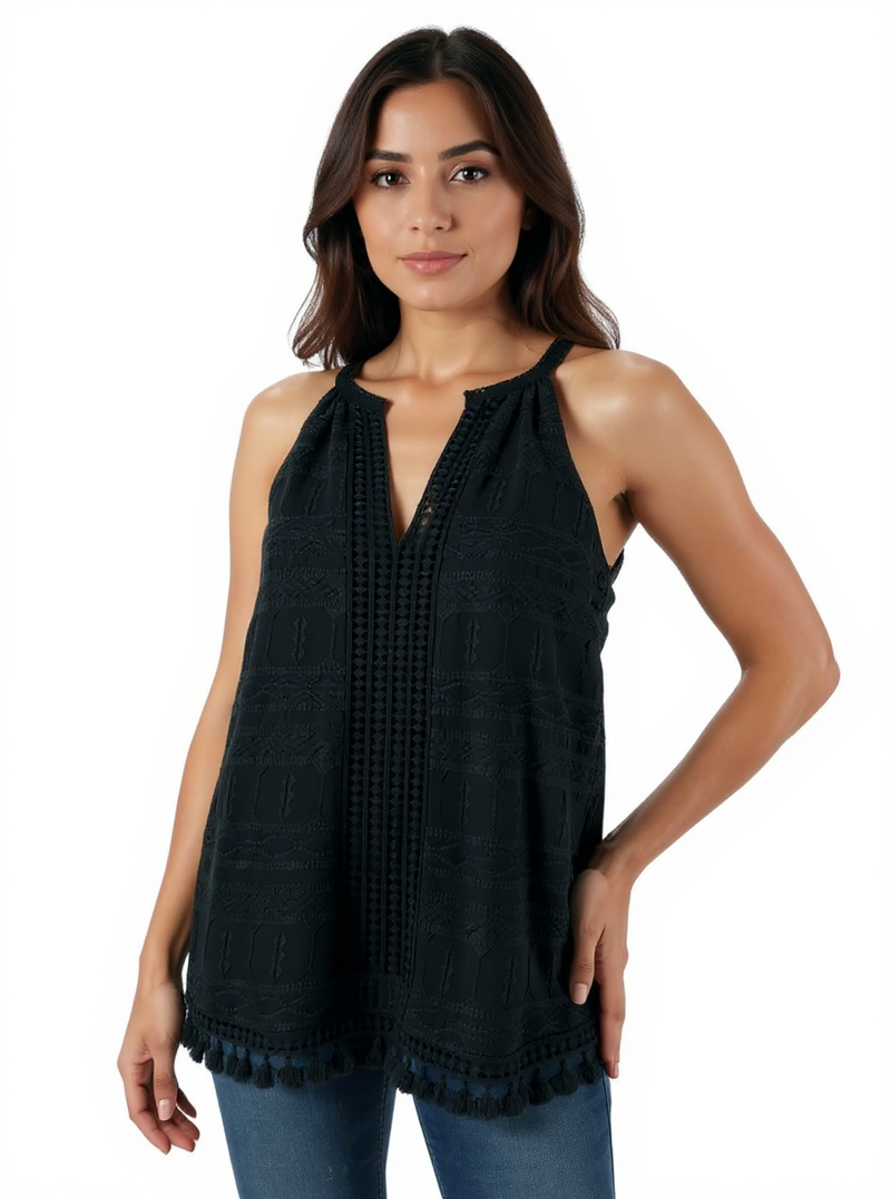 Joie Black Embroidered Pre-Owned Ladies Top - Size Small