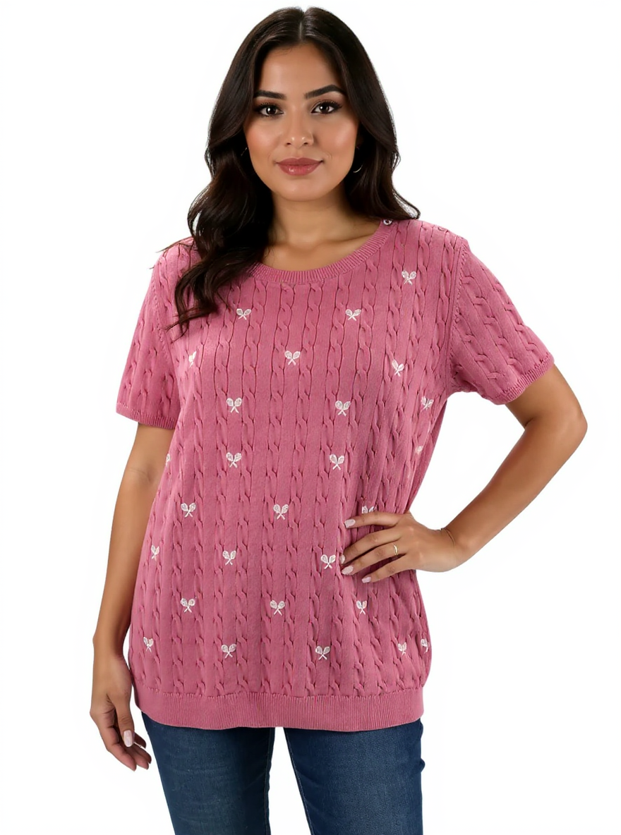 Talbots Pink/White Pre-Owned Ladies Top - Size XL Petite - Margaret’s Fine Consignment