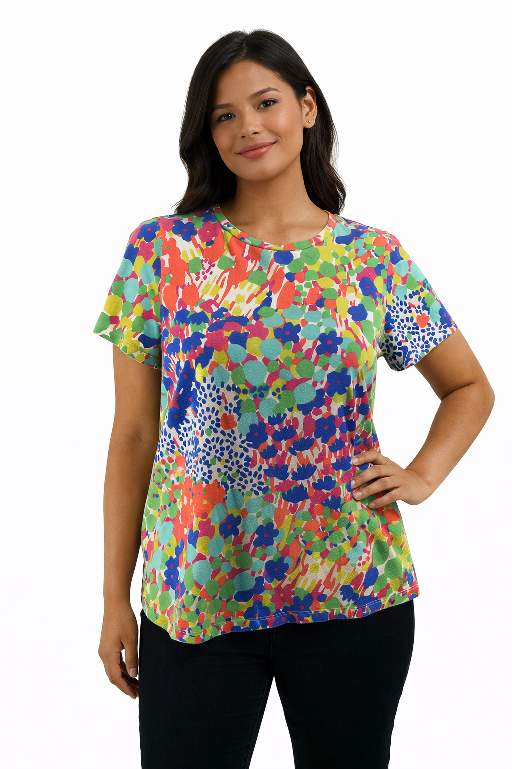 Talbots Blue/Multi Floral Pre-Owned Ladies Casual Top -  Size XL Petite