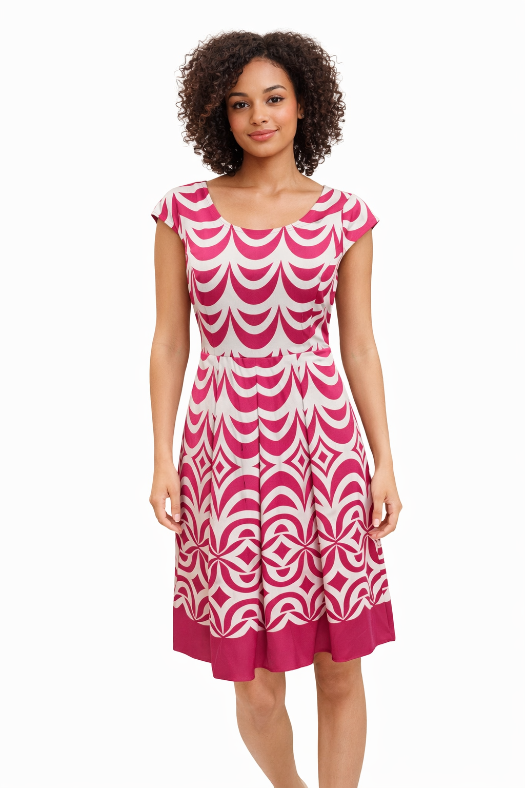 Talbots White/Pink Print Pre-Owned Ladies Dress - Size 4