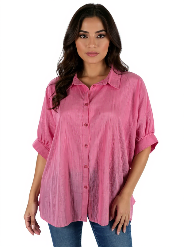 Day & Moon Pink Solid Pre-Owned Ladies Top - Size Small