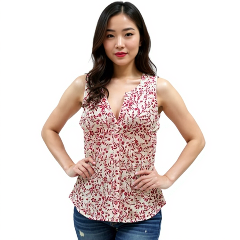 Sanctuary White/Red Floral Pre-Owned Ladies Top - Size Large