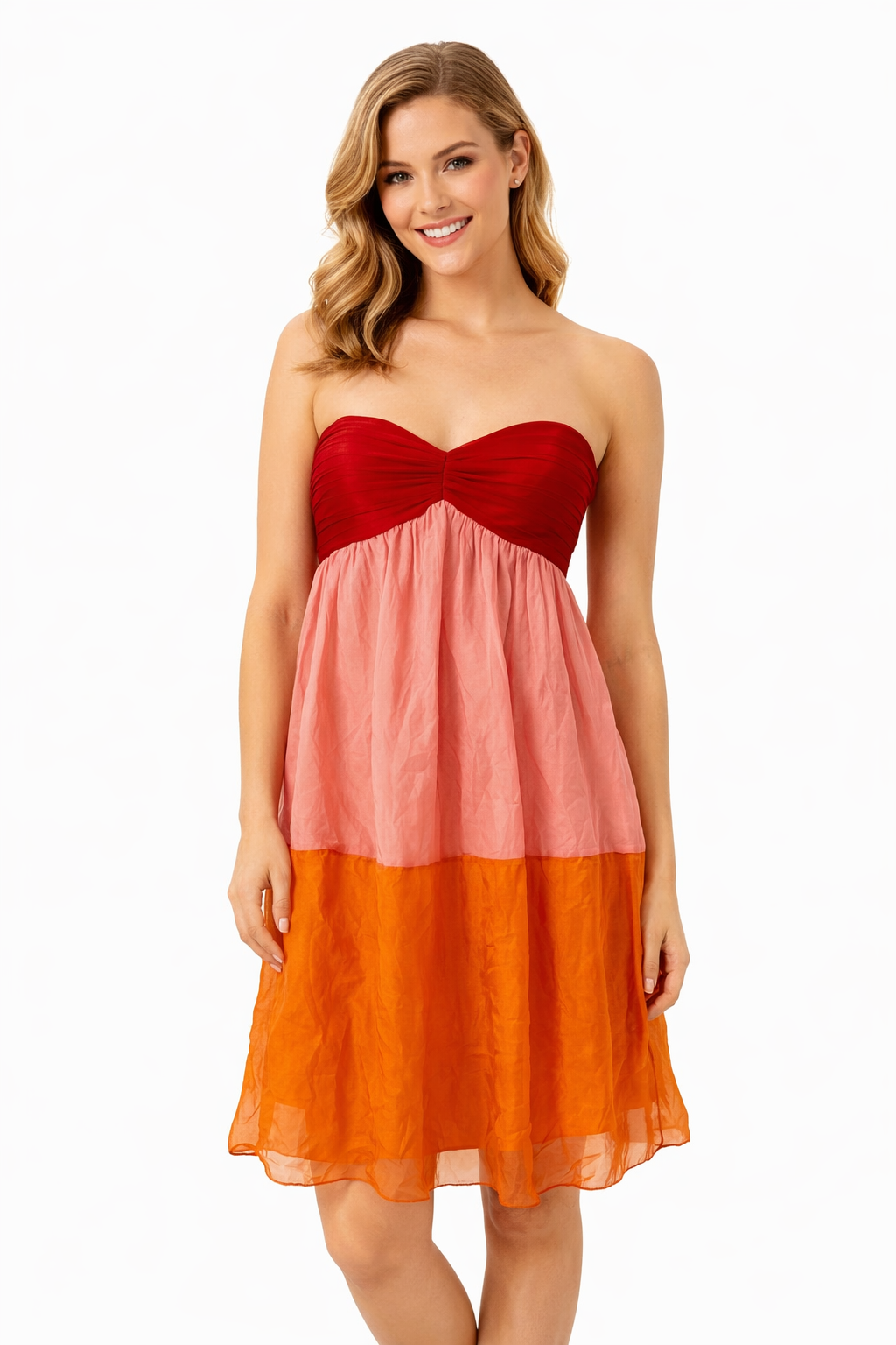 Laundry Red/Pink/Orange Color Block Pre-Owned Ladies Dress - Size 2