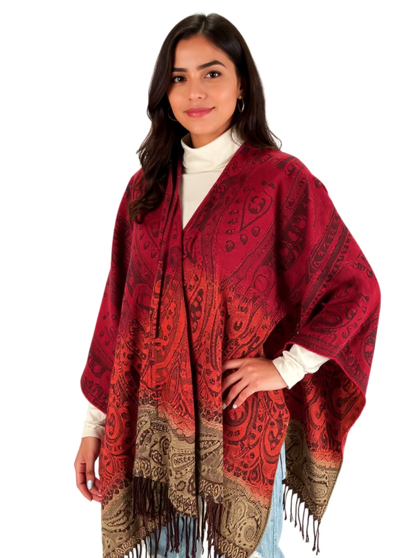 Accessory ST Red/Orange/Tan Paisley Pre-Owned Ladies Shrug - Size One Size Fits Most