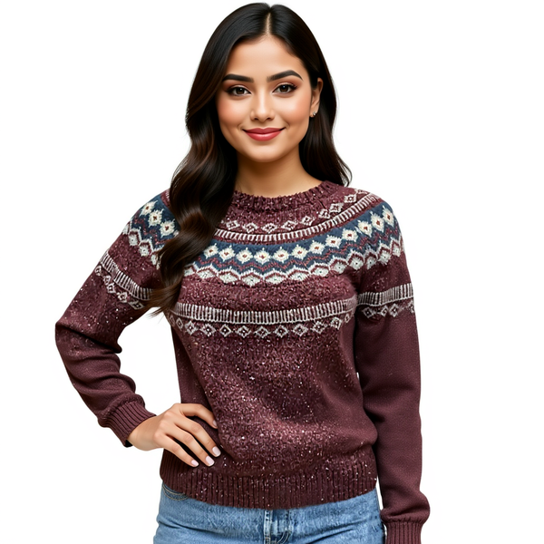 Weatherproof Maroon/Navy Pre-Owned Ladies Sweater - Size Small