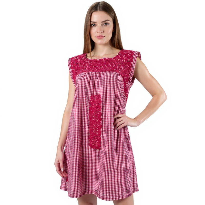 J Marie Pink/White Checkered Pre-Owned Ladies Dress - Size Small
