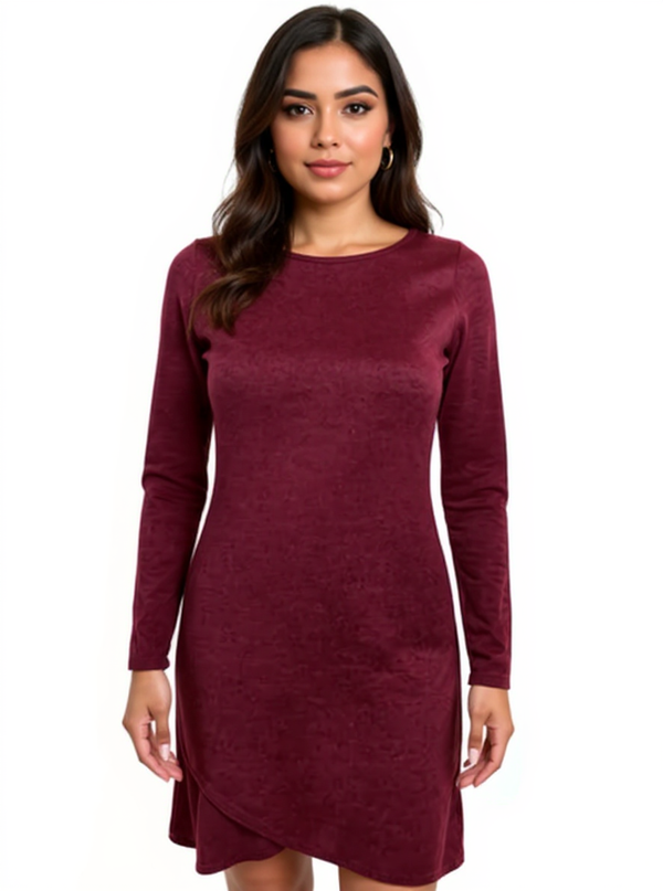 Beeson River Maroon Solid Pre-Owned Ladies Dress - Size Small