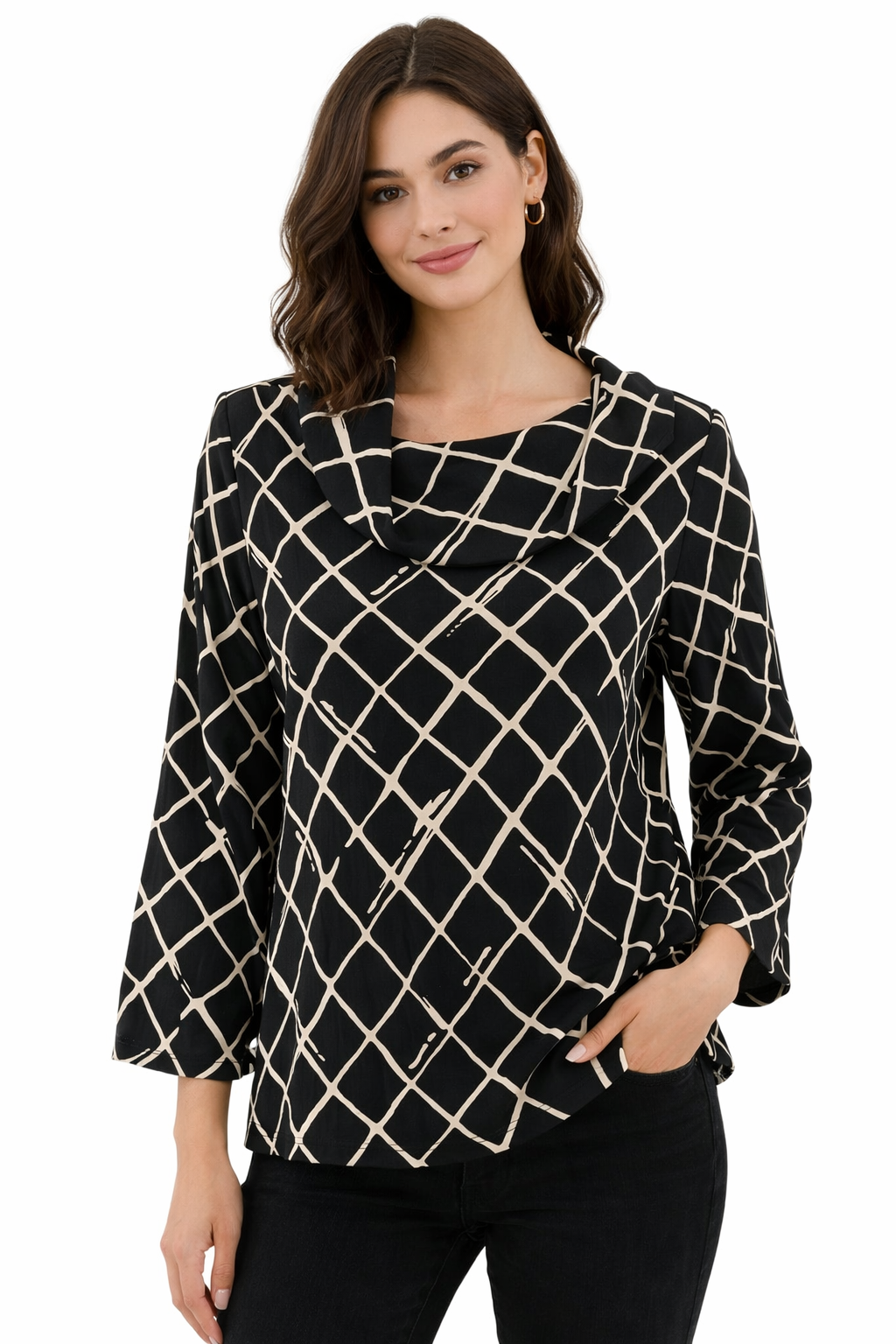 Habitat -  black/white Diamond Pre-Owned Ladies Casual Top - Size XS