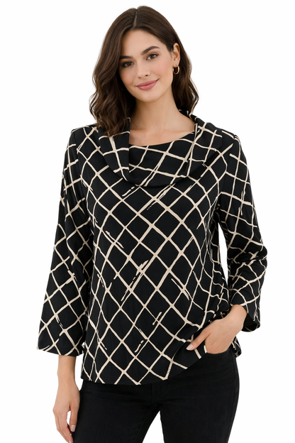 Habitat -  black/white Diamond Pre-Owned Ladies Casual Top - Size XS