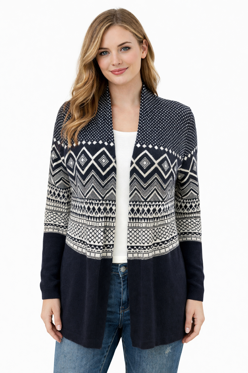 Talbots Navy/White Pre-Owned Ladies Shrug - Size Small