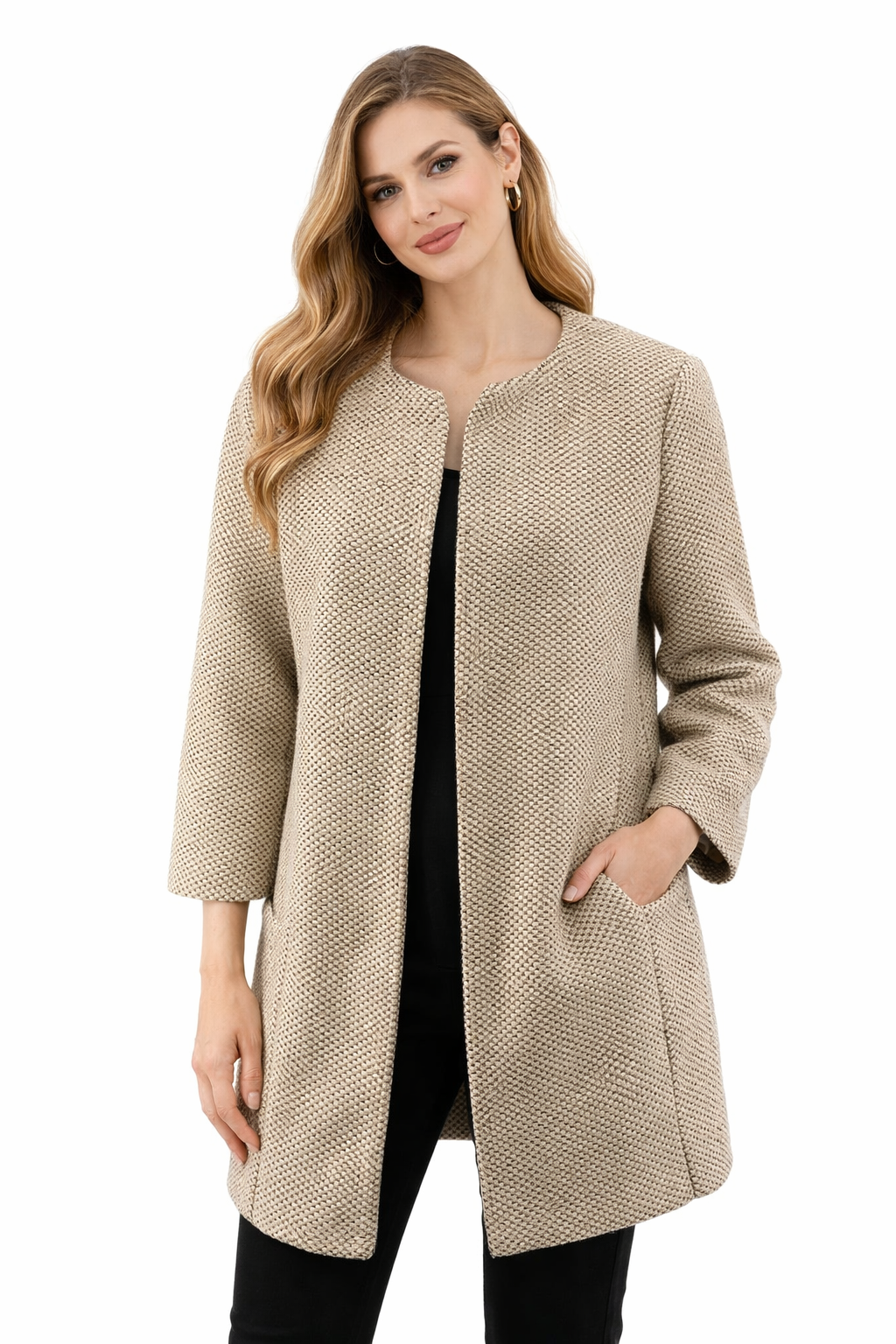 Mercer &amp; Madison Cream/Gold Solid Pre-Owned Ladies Jacket - Size Large - Margaret’s Fine Consignment