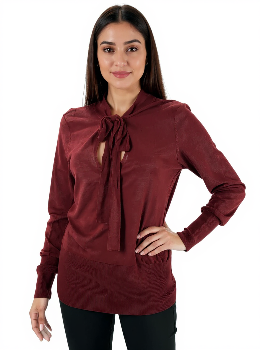 H&amp;M Maroon Solid Pre-Owned Ladies New with Tags Top - Size Medium