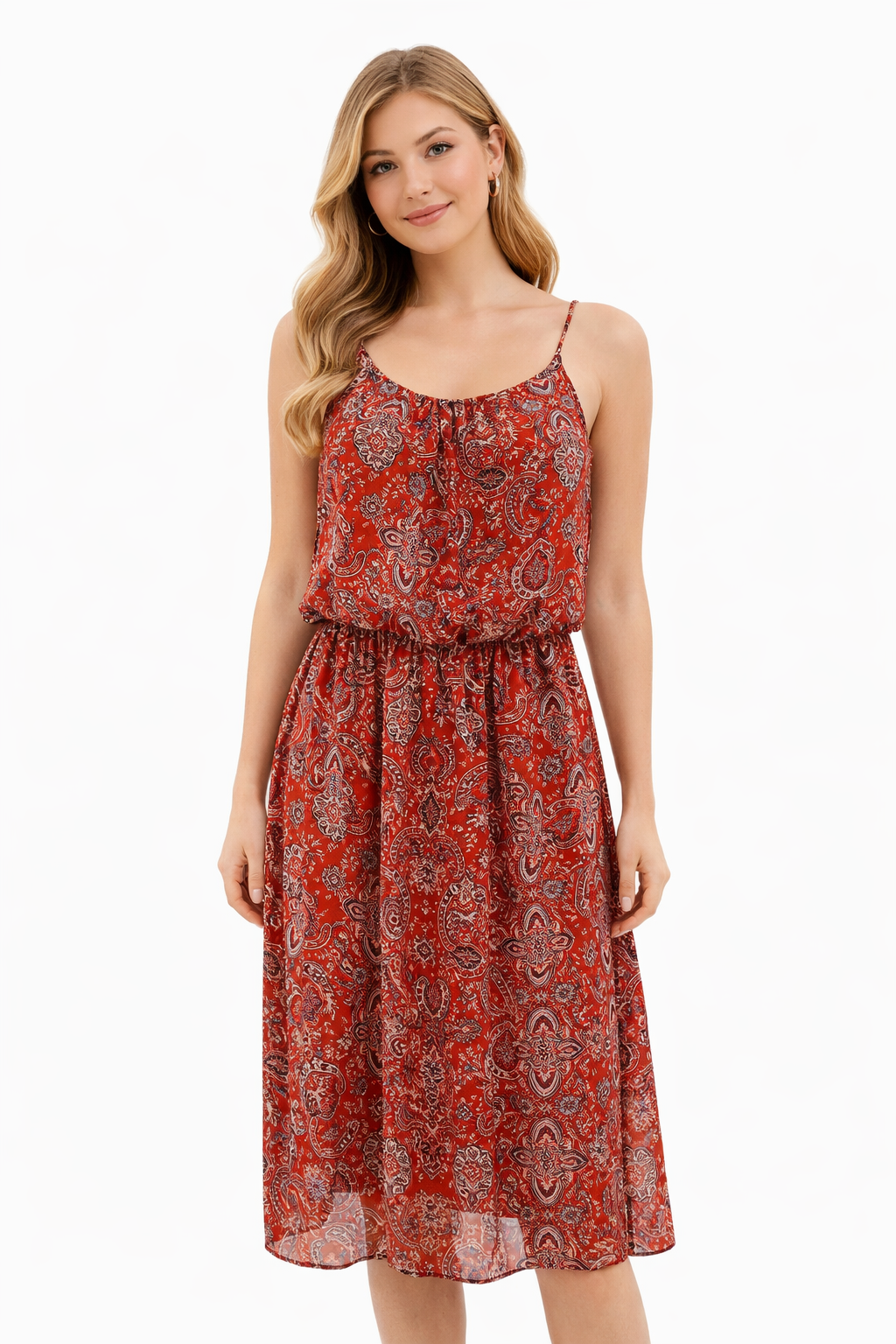 Olive &amp; Oak Orange Print Pre-Owned Ladies Dress - Size 6 - Margaret’s Fine Consignment