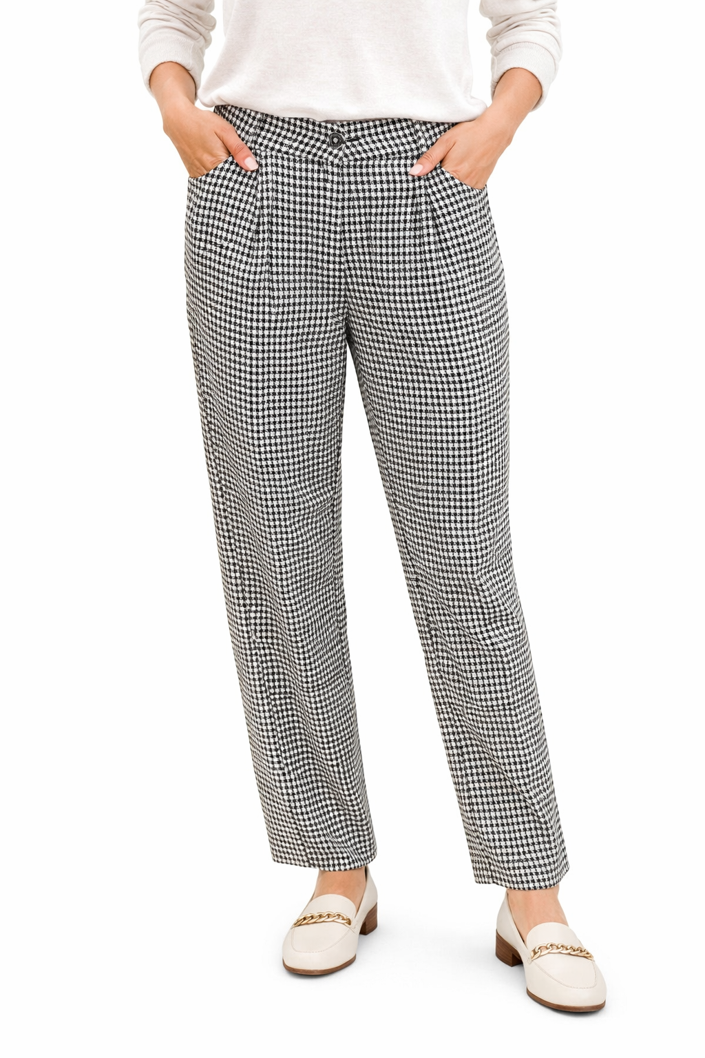 Nasty Gal Black Houndstooth Pre-Owned Ladies Pants - Size 8