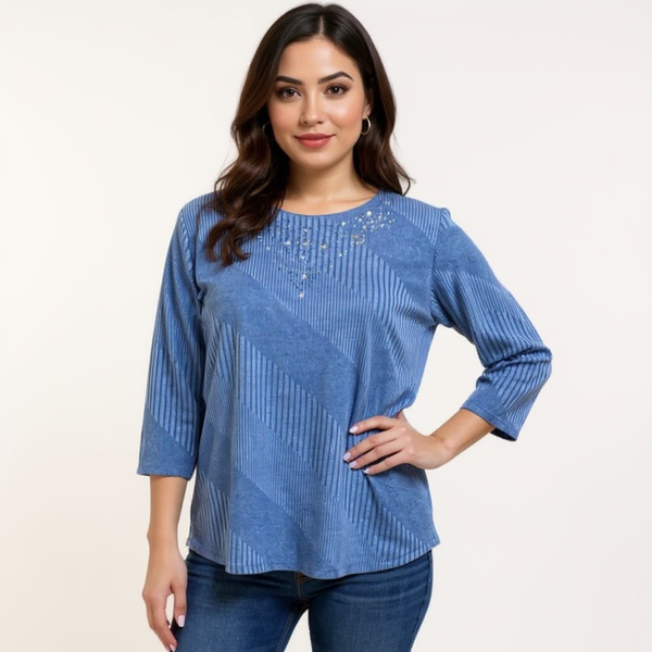 Allison Daley Blue Solid Pre-Owned Ladies Top - Size 2XL