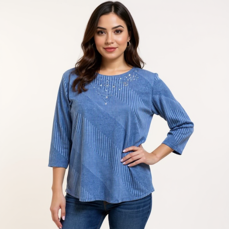 Allison Daley Blue Solid Pre-Owned Ladies Top - Size 2XL