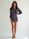 Model wearing Matilda Jane Dress Size Medium in blue/multi floral print, available at Margaret’s Fine Consignments for sustainable shopping.