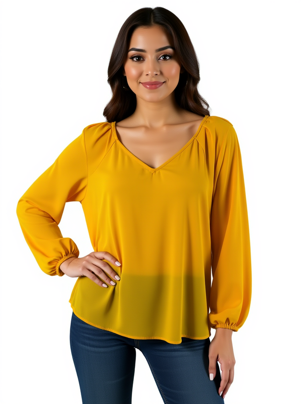 Nine West Yellow Solid Pre-Owned Ladies Top - Size Medium