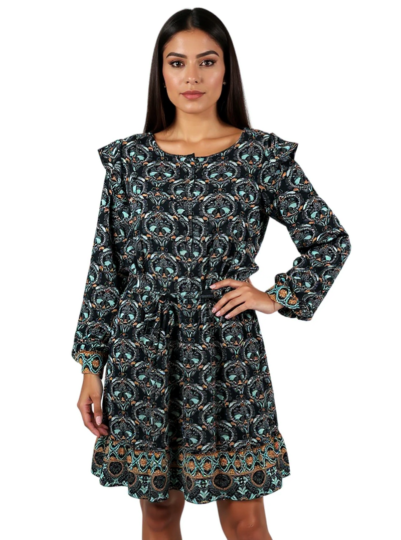 Loft Navy/Teal/Brown/White Print Pre-Owned Ladies Dress - Size XL