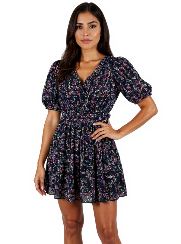 French Connection Navy/Multi Floral Pre-Owned Ladies Dress - Size 6