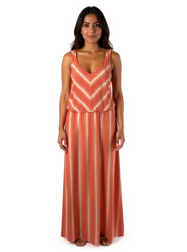 Sonoma Orange/White Print Pre-Owned Ladies Dress - Size Small