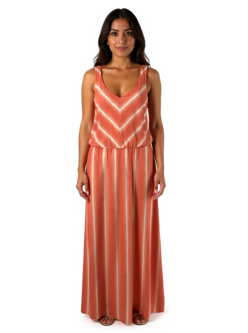 Sonoma Orange/White Print Pre-Owned Ladies Dress - Size Small