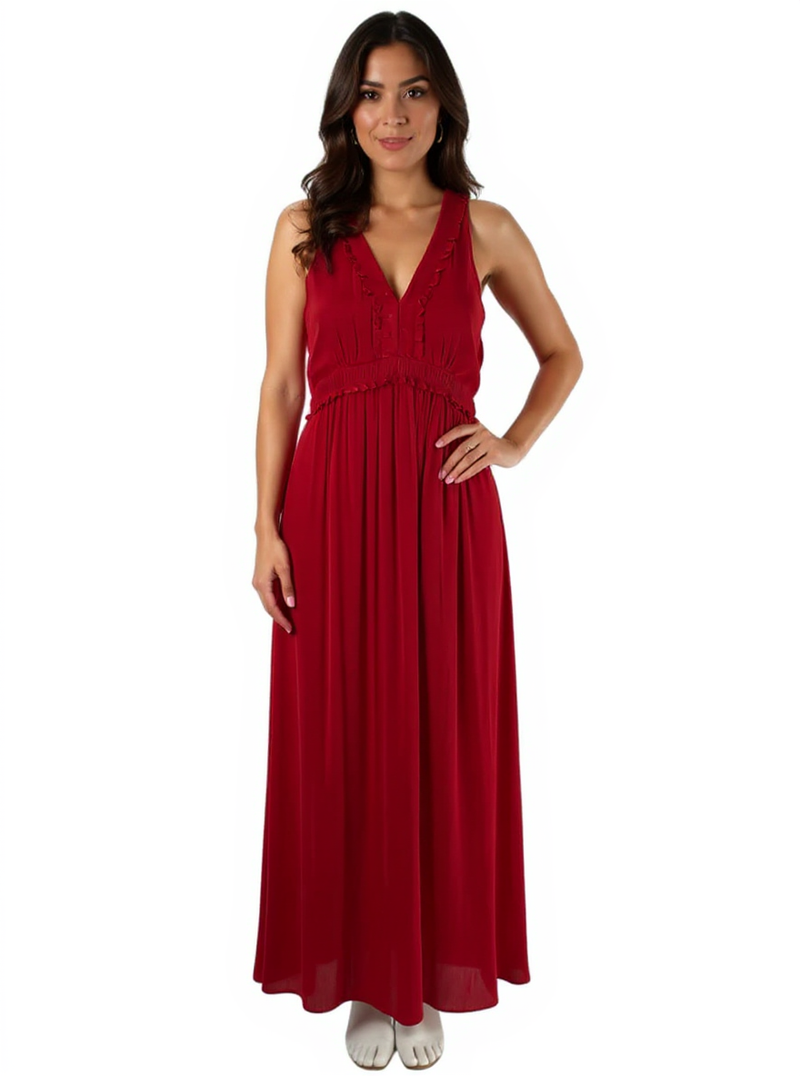 Naked Zebra Red Solid Pre-Owned Ladies Dress - Size S/M