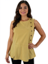 Ann Taylor mustard peplum blouse with buttons, sleeveless design, Size Medium, ideal for career wear.