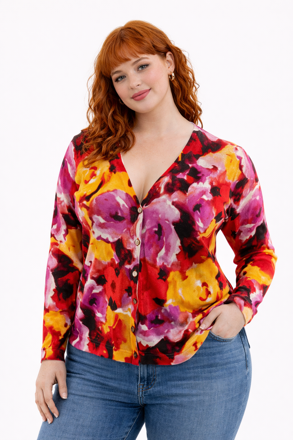 Jones New York Multi Floral Pre-Owned Ladies Top - Size 1X