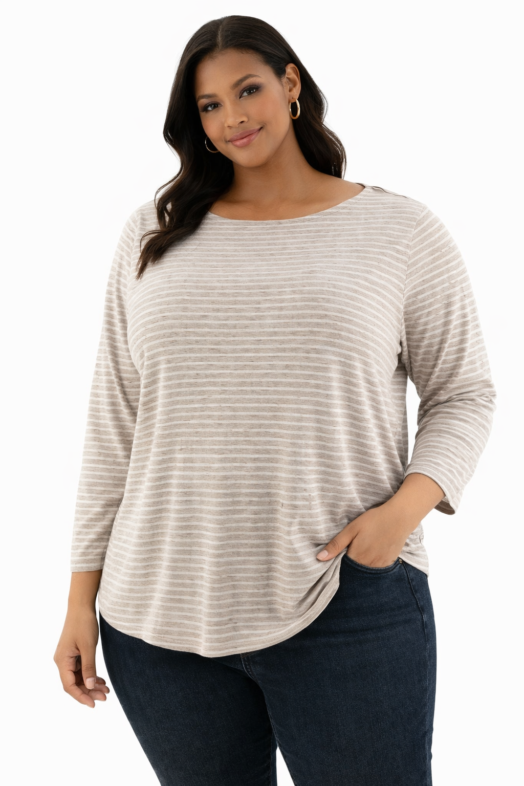 Vineyard Vines Tan/White Stripe Pre-Owned Ladies Top - Size 3X