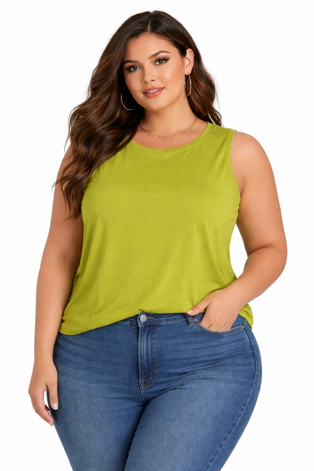 JM Collection Lime Green Solid Pre-Owned Ladies Sleeveless Top - Size 1X