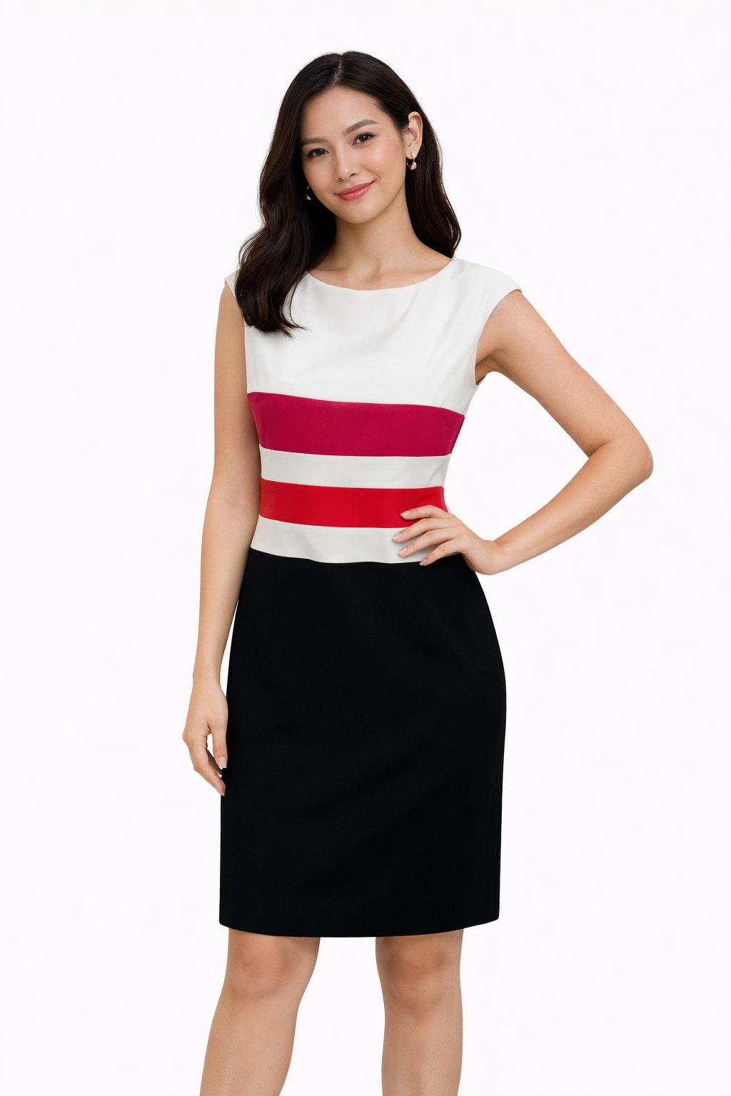 Ralph Lauren Cream/Black/Pink Solid Pre-Owned Ladies New With Tags Dress -  Size 10