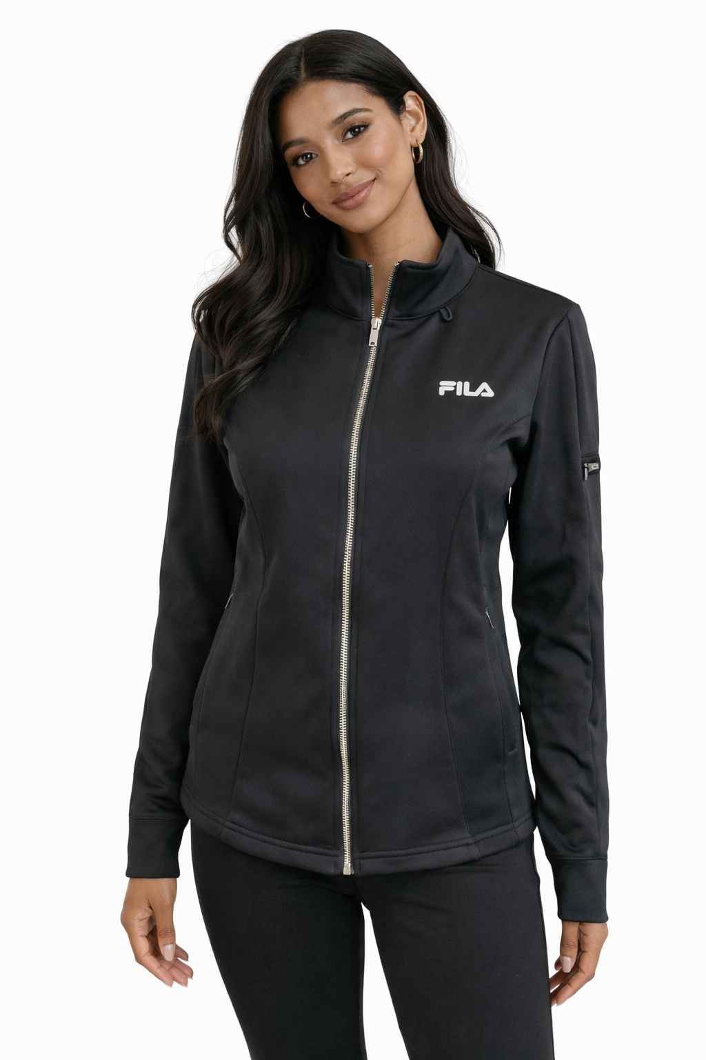 Fila Black Logo Pre-Owned Ladies Jacket - Size Medium - Margaret’s Fine Consignment