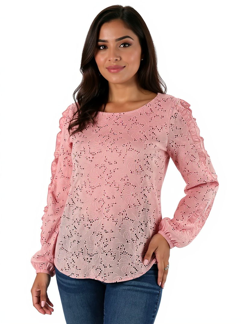 Sanctuary Pink Eyelet Pre-Owned Ladies Top - Size Small