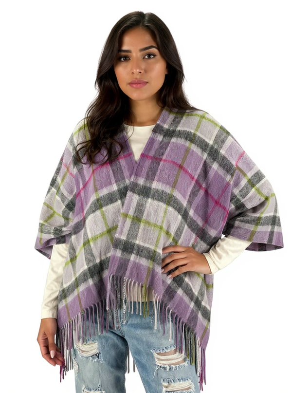 Edinburgh Lavender/Green/Gray Plaid Pre-Owned Ladies Shrug - Size One Size Fits Most