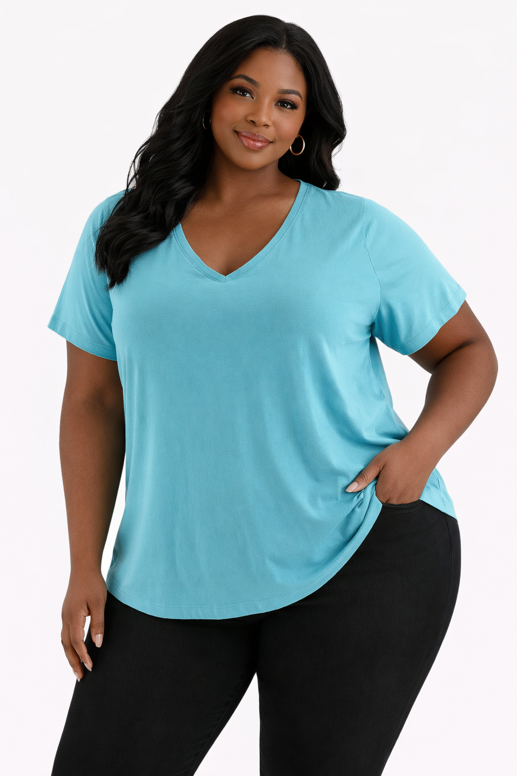 Lands End Aqua Solid Pre-Owned Ladies Casual Top -  Size 1X