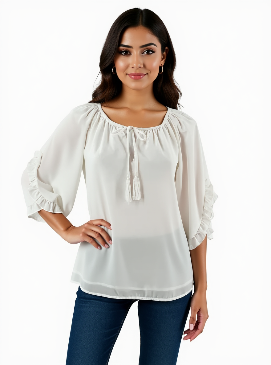 Jade Cream Solid Pre-Owned Ladies Top - Size Small