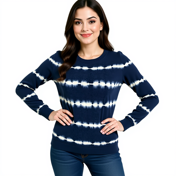 J. Crew Navy White Tie-Dye Pre-Owned Ladies Top – Size XS