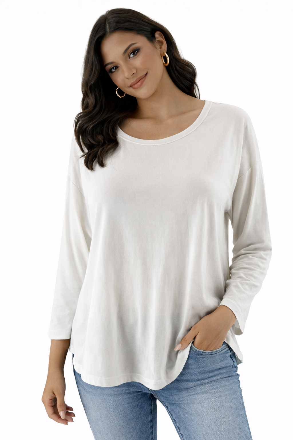 Lands End -  White Solid Pre-Owned Ladies Casual Top - Size M