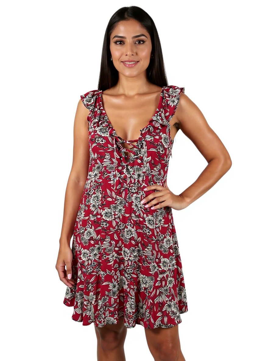 American Eagle pink and white floral dress for ladies, size small, featuring a feminine design and flowy silhouette.