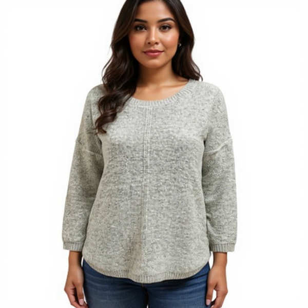 Max Studio Gray Sparkle Pre-Owned Ladies Top - Size Medium