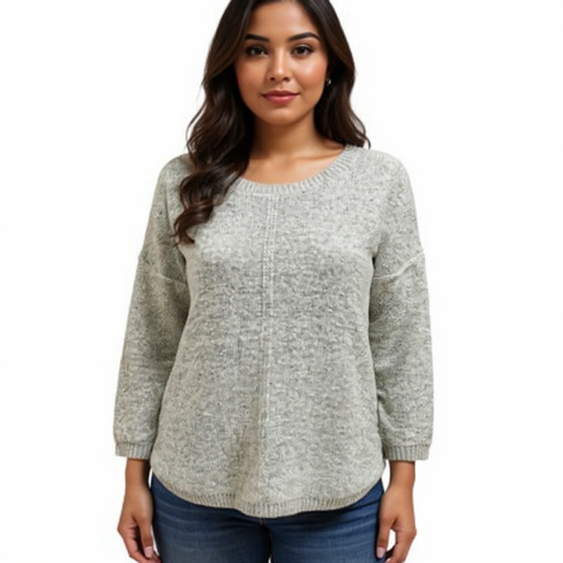 Max Studio Gray Sparkle Pre-Owned Ladies Top - Size Medium