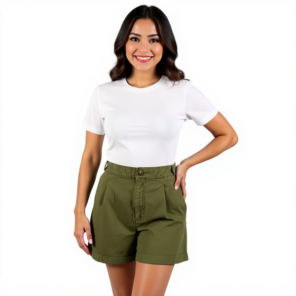 Loft Olive Solid Pre-Owned Ladies Shorts- Size 6