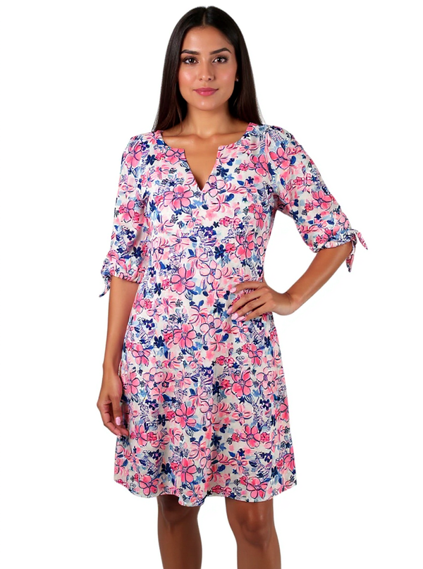 Lilly Pulitzer Pink/White/Blue Floral Pre-Owned Ladies Dress - Size XS