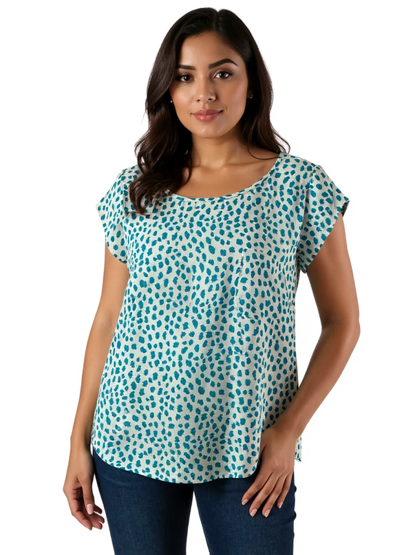 Joie White/Turquoise Print Pre-Owned Ladies Top - Size Small