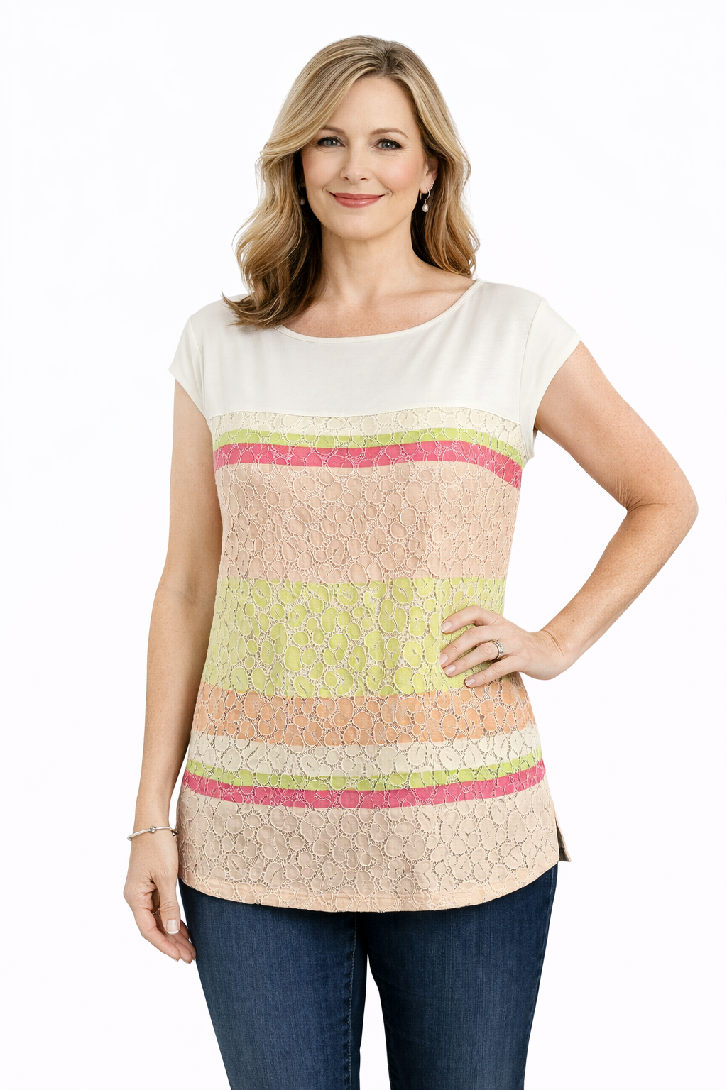 Ann Taylor Cream/Pink/Yellow Floral Pre-Owned Ladies Top - Size Medium - Margaret’s Fine Consignment